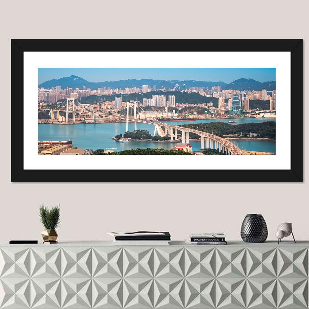Haicang Suspension Bridge at Dusk Wall Art