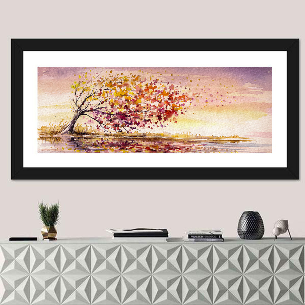 Windblown Autumn Tree Reflection Wall Art