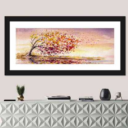 Windblown Autumn Tree Reflection Wall Art