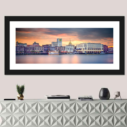 Savannah Riverfront Sunset Skyline Wall Art
