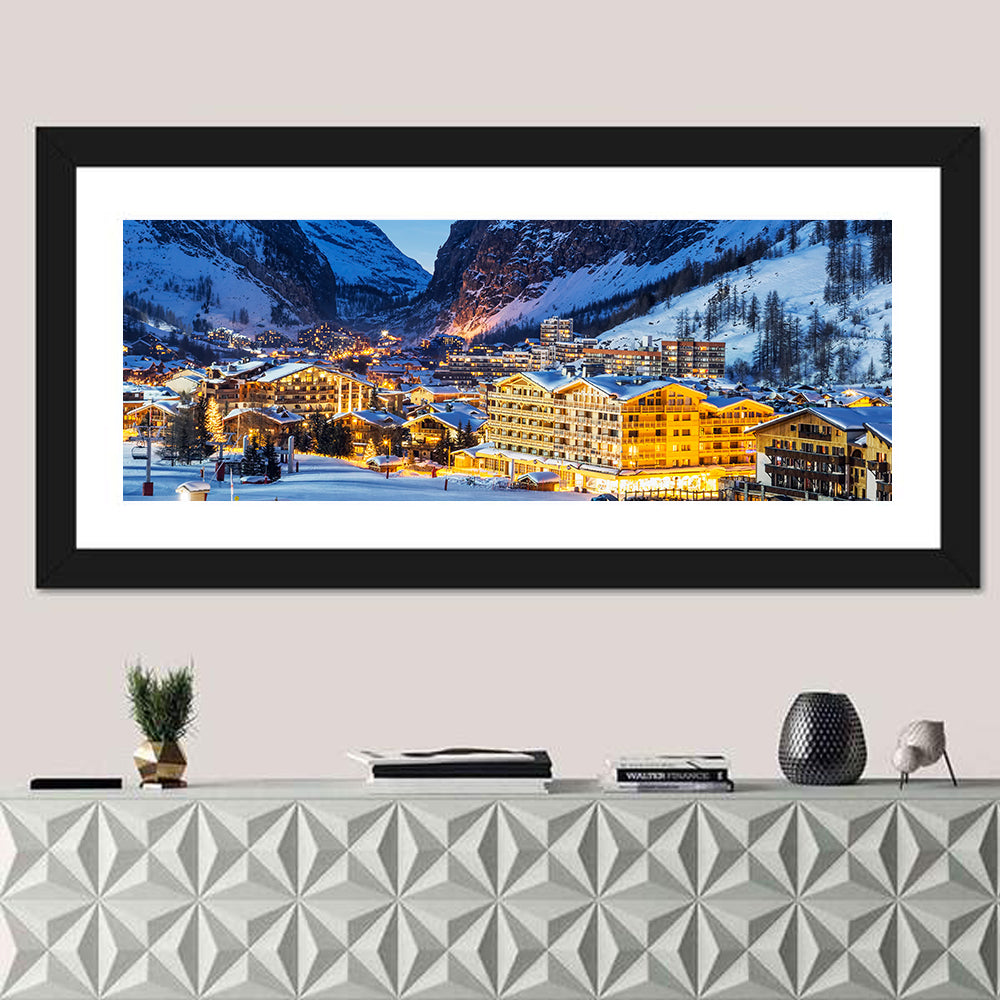 Twilight Ski Village in the French Alps Wall Art