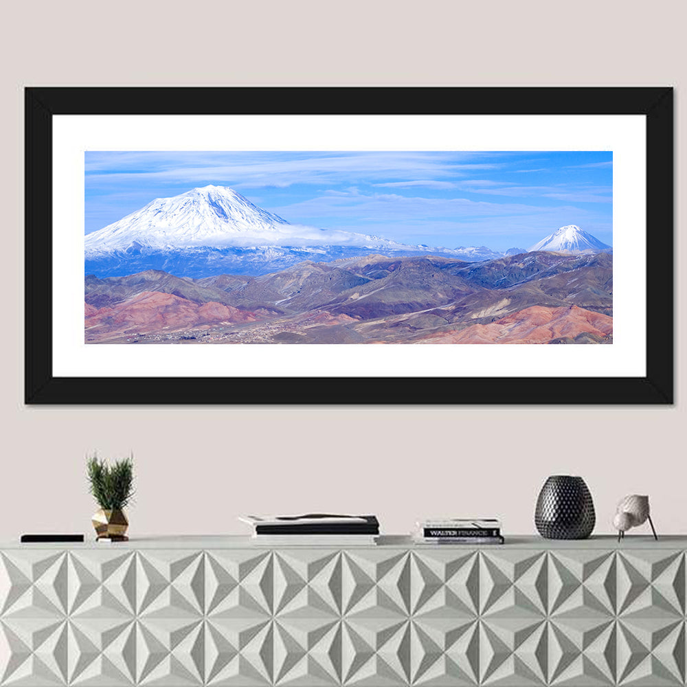 Snow-capped Mount Ararat Wall Art in a room, panoramic
