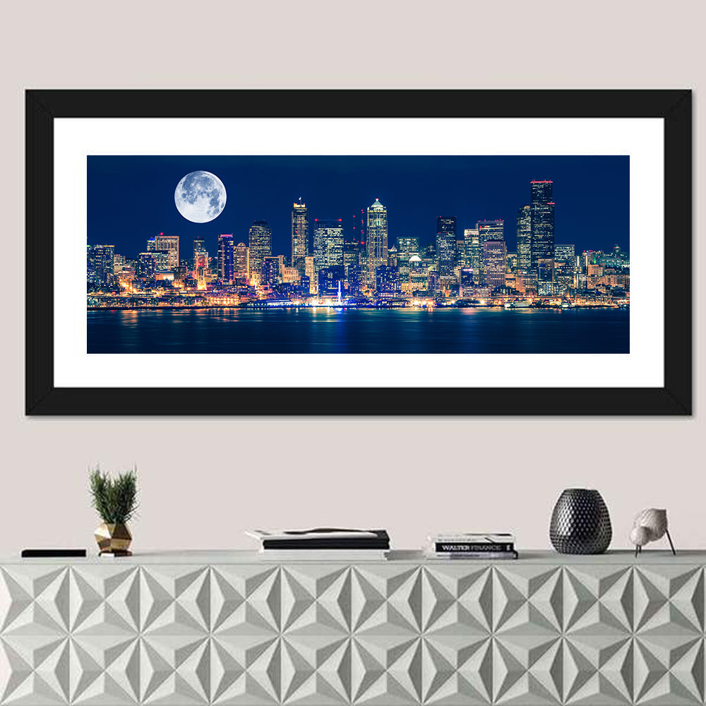 Seattle Skyline at Night Wall Art