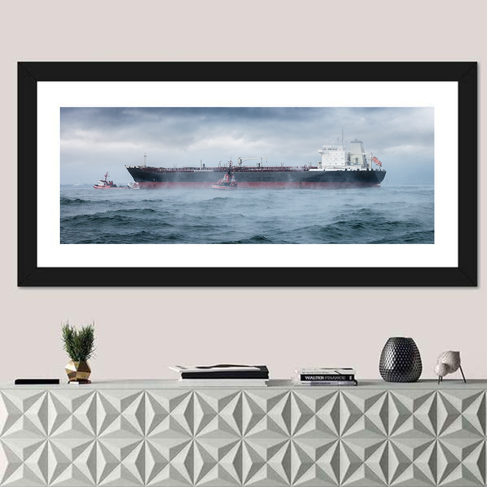 Rescue Helicopter Over Cargo Ship Wall Art