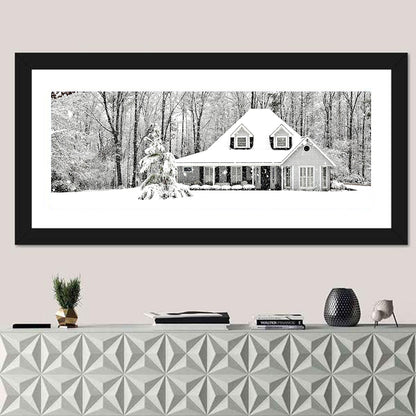 Frosty Winter House Landscape Wall Art