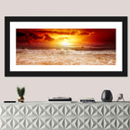 Golden Sunset Over Ocean Waves Wall Art