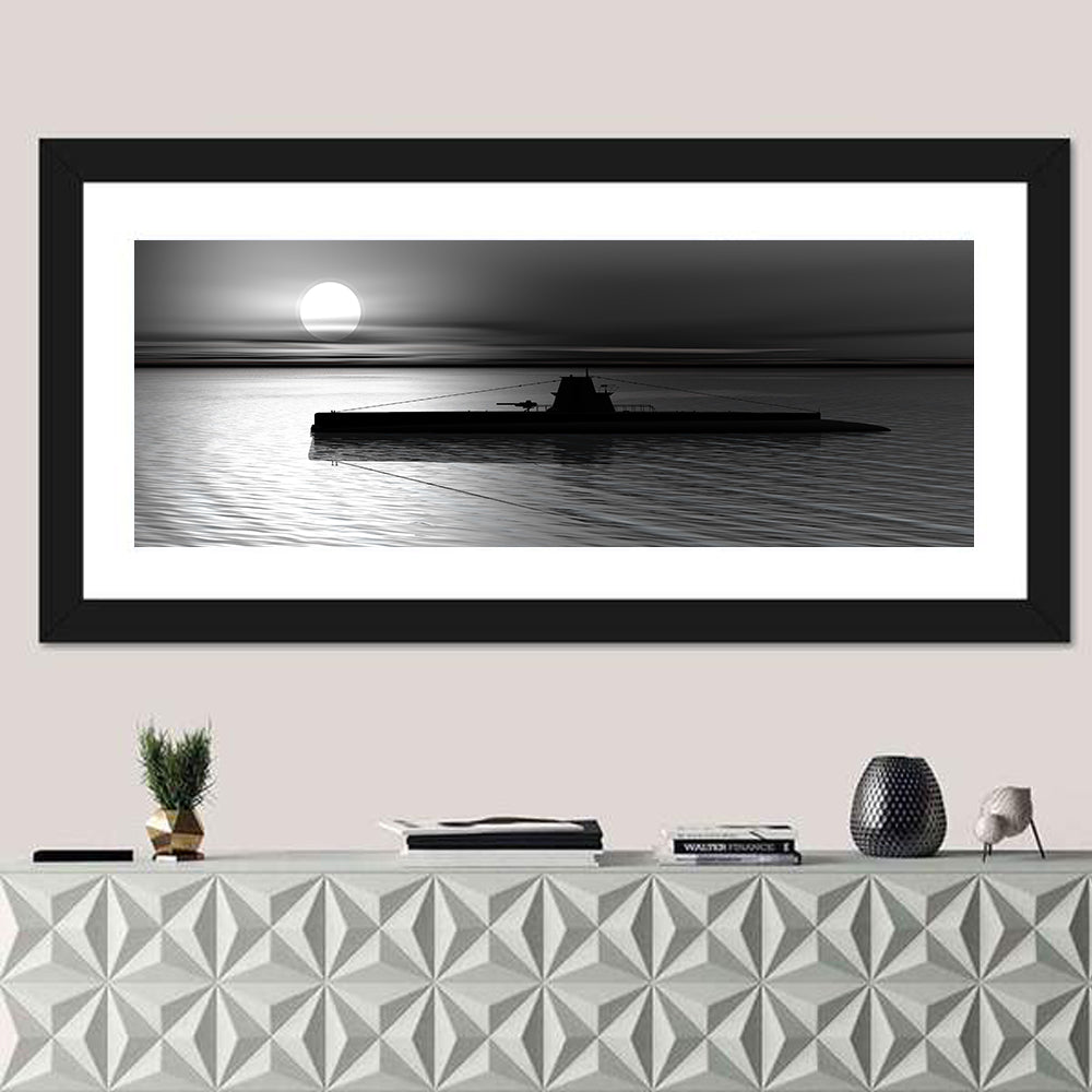 Submarine Silhouette at Dusk Wall Art