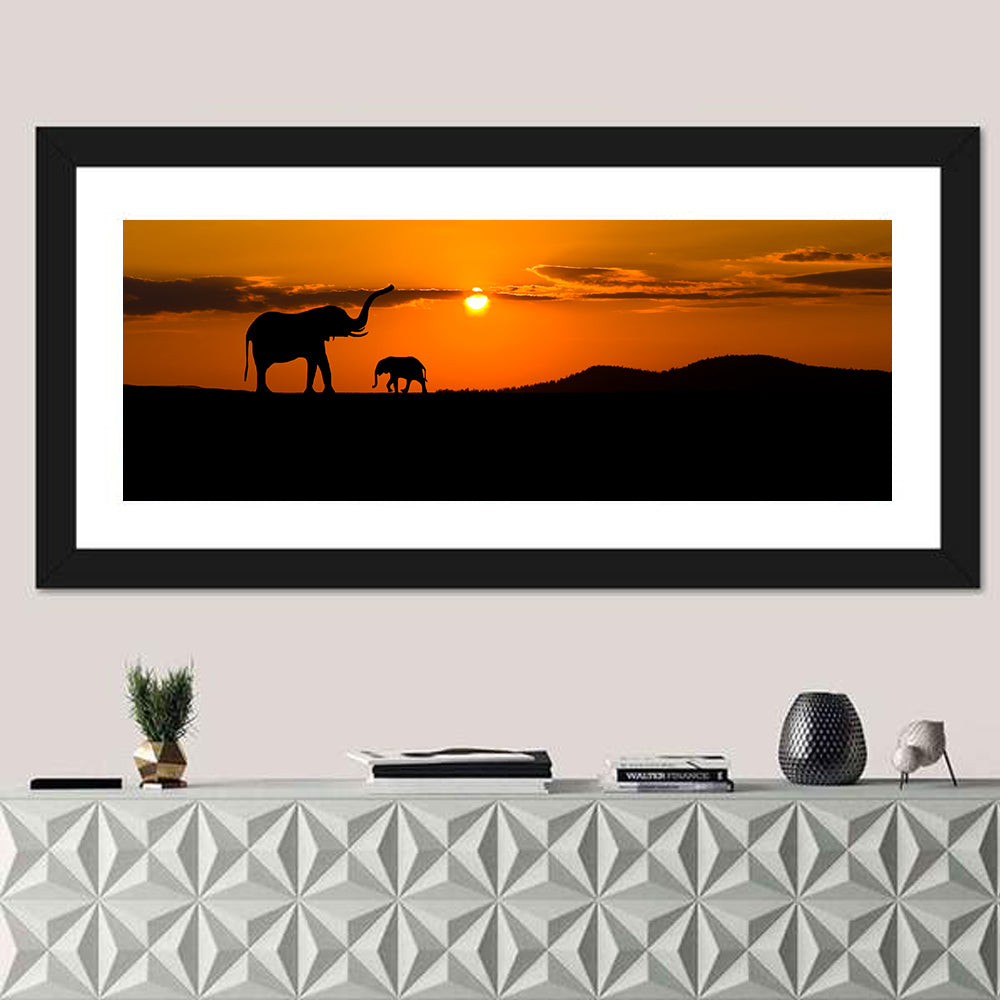Savannah Elephant Silhouettes Wall Art