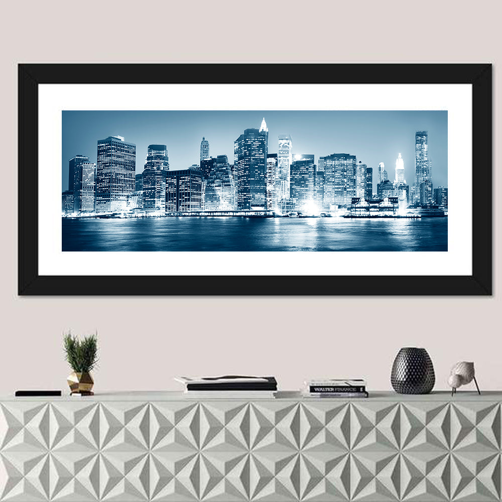 New York Night Skyline Reflection Wall Art