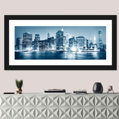 New York Night Skyline Reflection Wall Art