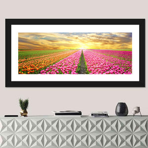 Sunrise Over Tulip Field Wall Art