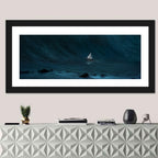 Sailboat Against Giant Wave Wall Art