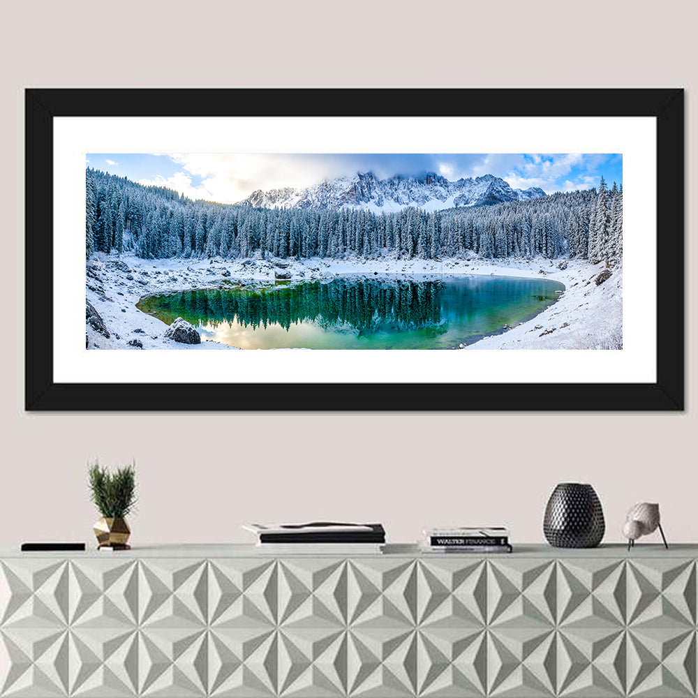 Snowy Mountain Lake Reflection Wall Art
