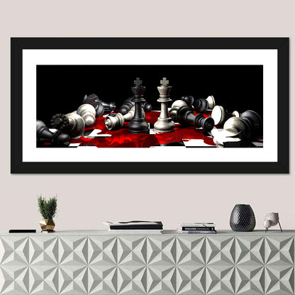 Two Kings on Black Chessboard Wall Art