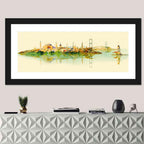 Istanbul Bosphorus Watercolor Skyline Wall Art