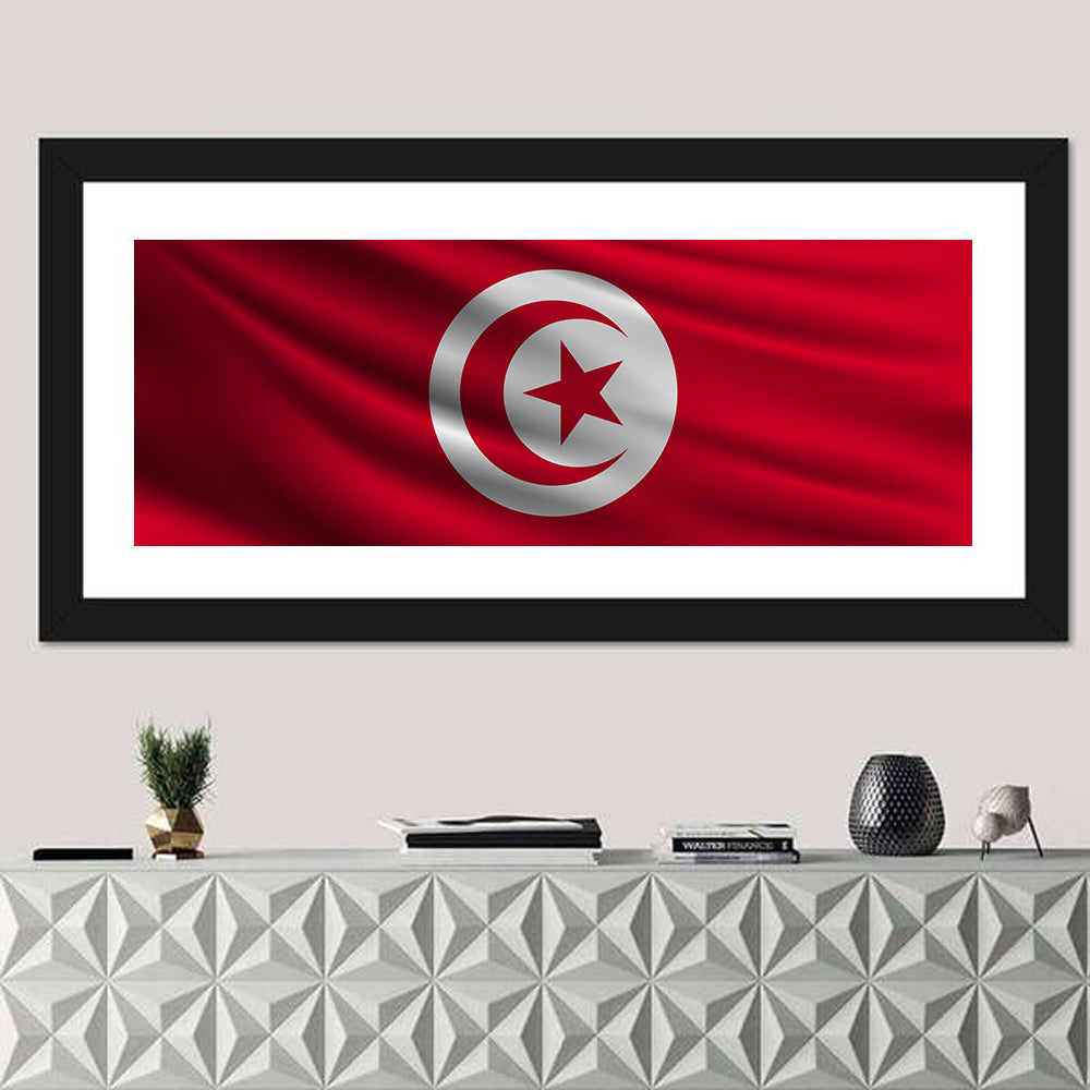 Tunisia Flag with Crescent and Star Wall Art
