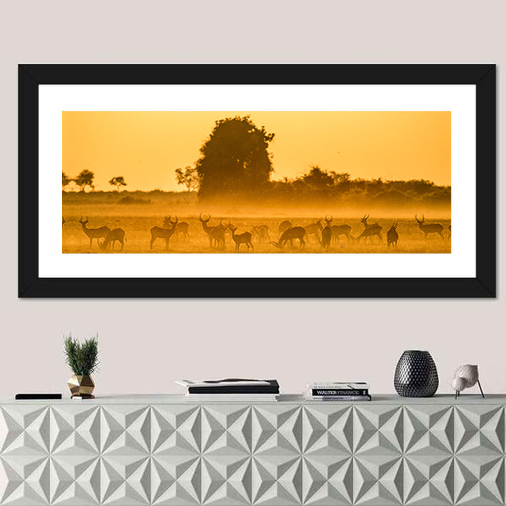Antelope Herd at Golden Hour Wall Art