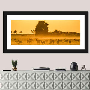 Antelope Group At Sunset Wall Art