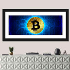 Golden Bitcoin Globe Wall Art