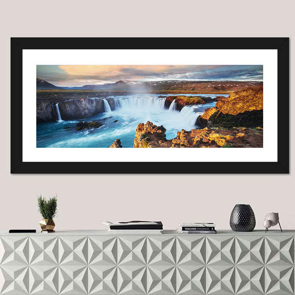 Godafoss Waterfall at Golden Hour Wall Art