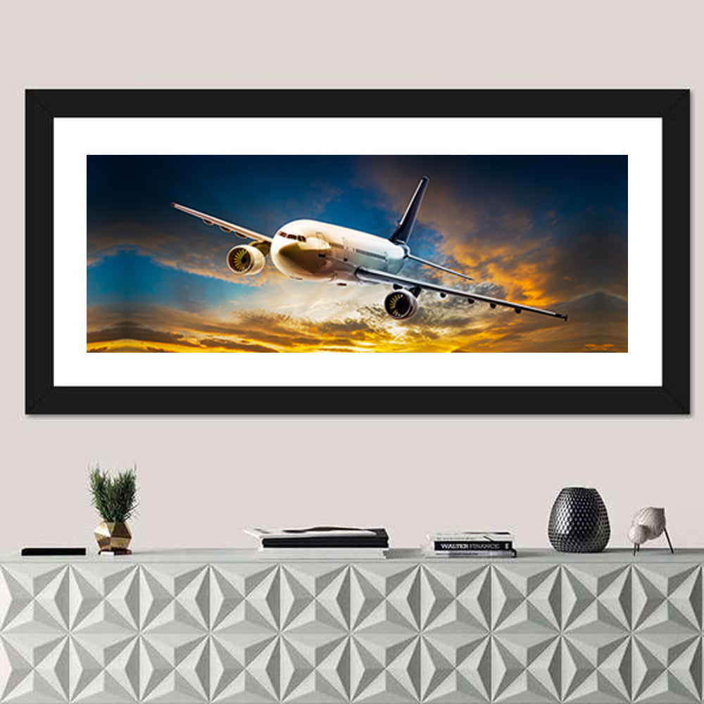 Jet Over Golden Cloudscape Wall Art