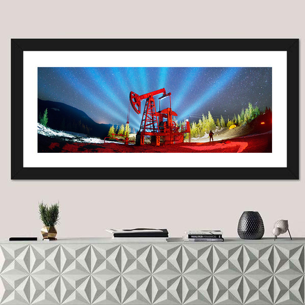 Starry Night Oil Pump Jack Wall Art