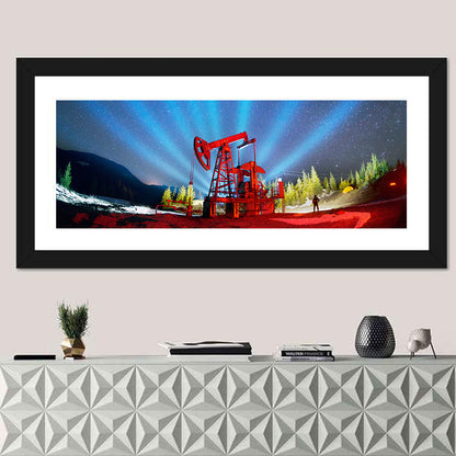 Starry Night Oil Pump Jack Wall Art