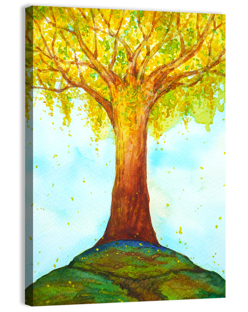 Golden Tree Illustration Wall Art, canvas print, portrait