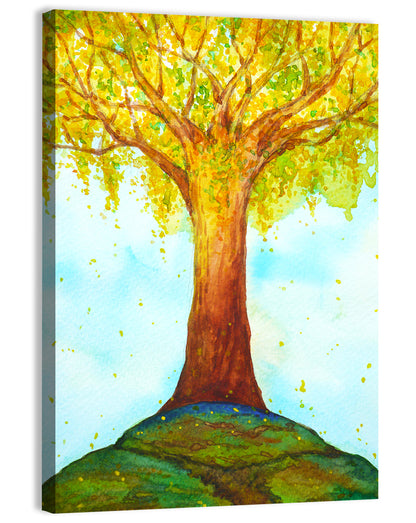 Golden Tree Illustration Wall Art