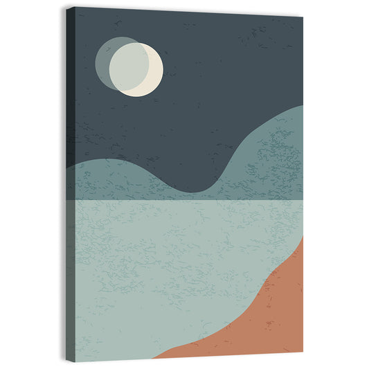 Moonlit Mountain Lake Minimalist Wall Art
