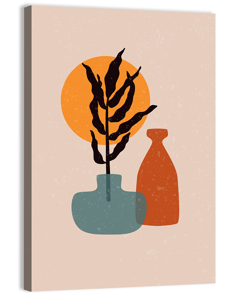Terracotta Sun Floral Vase Wall Art