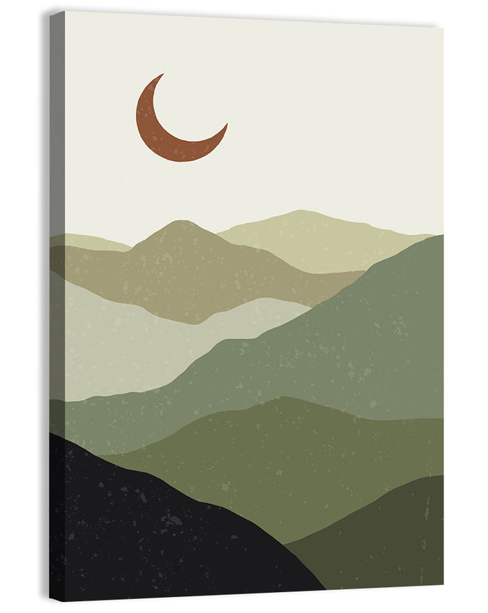 Boho Mountain Moonscape Wall Art as a canvas print