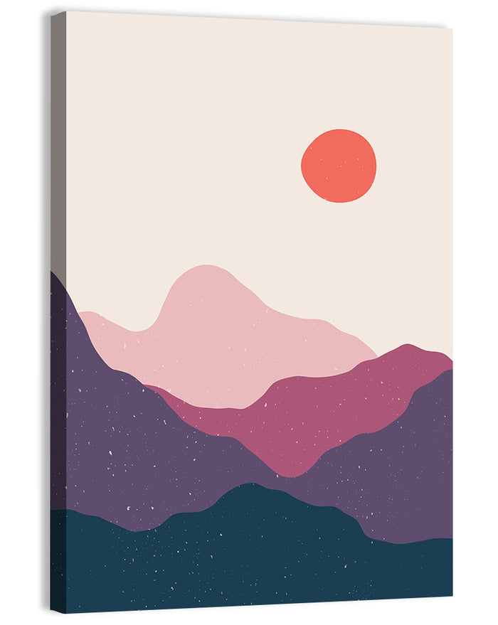 Contemporary Mountain Sunset Wall Art as a canvas print