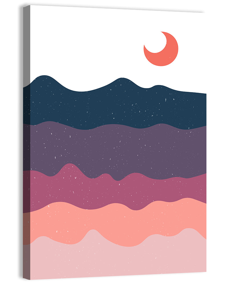 Minimal Moonlit Mountain Wall Art, canvas print, portrait