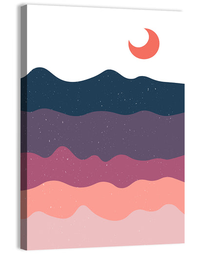 Minimal Moonlit Mountain Wall Art