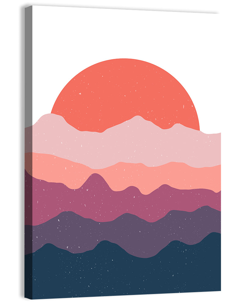 Minimal Mountain Sunset Wall Art, canvas print, portrait