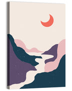 Minimal Moonlit Stream Wall Art