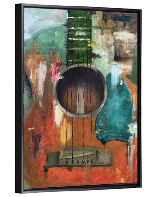 Moody Acoustic Guitar Oil Painting Wall Art