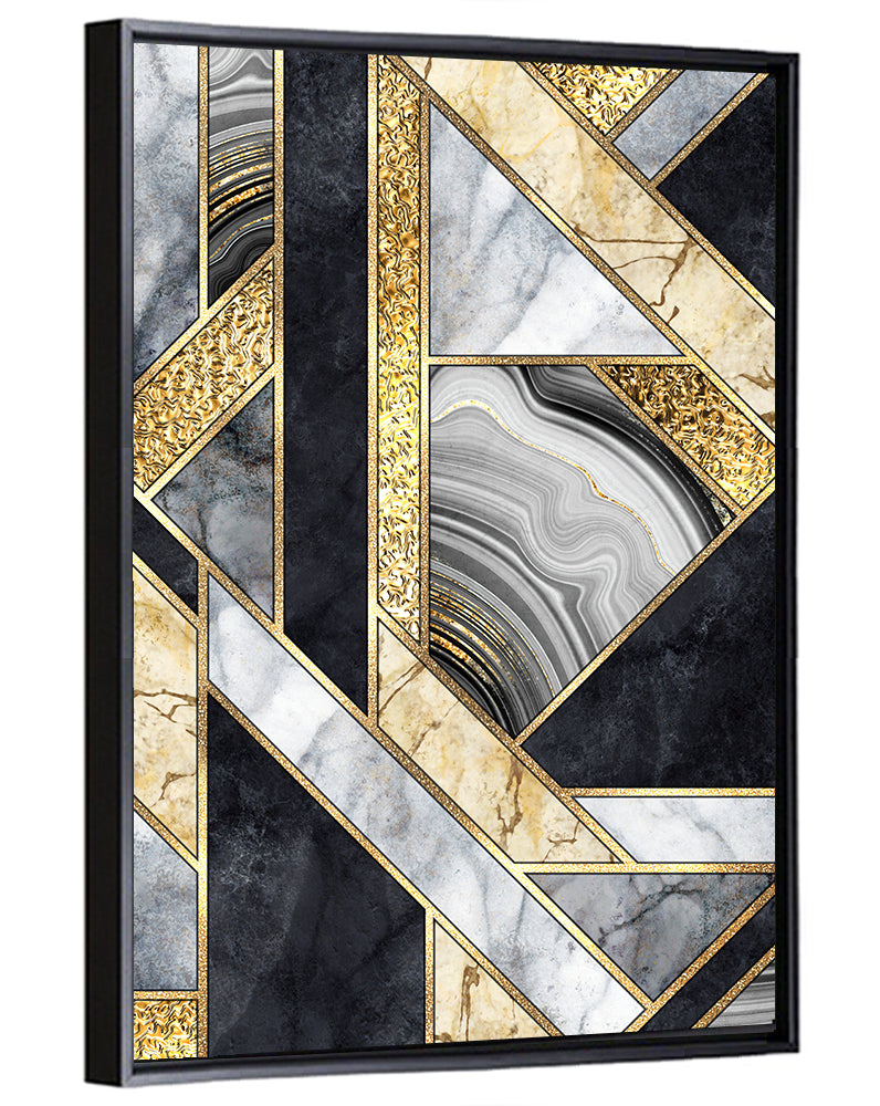 Gold Veined Marble Mosaic Wall Art