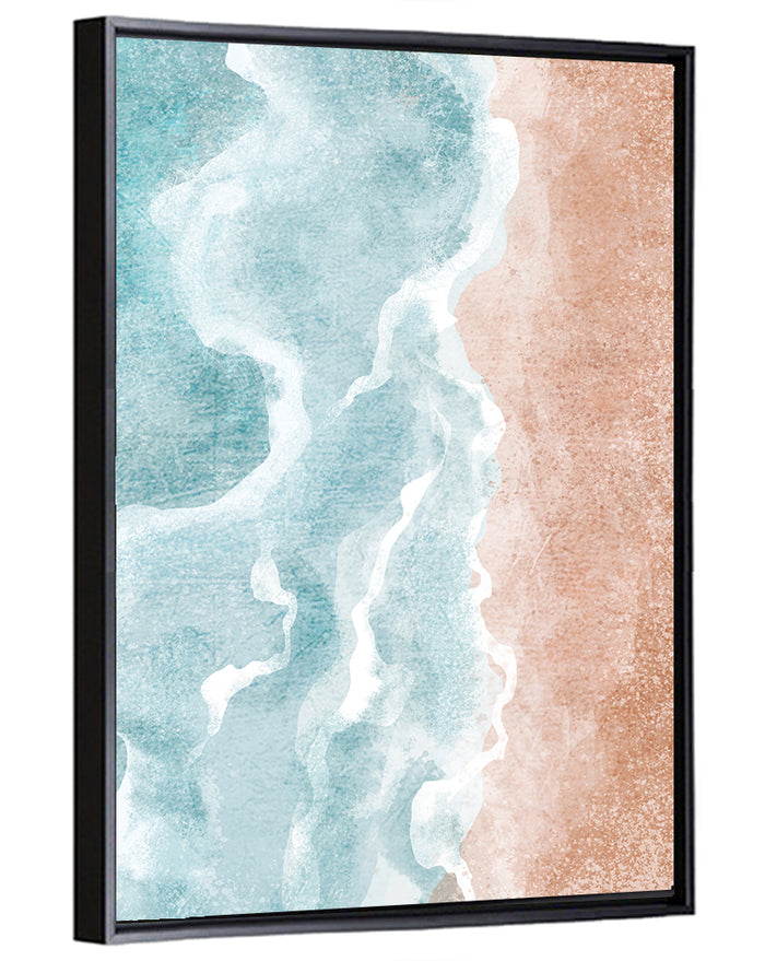 Aerial Shoreline Waves Wall Art as a framed canvas