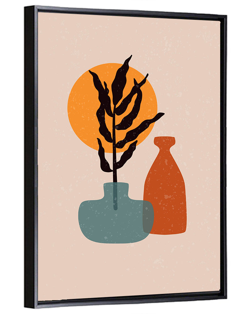 Terracotta Sun Floral Vase Wall Art
