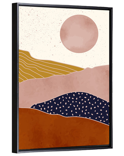 Layered Mountain Landscape with Sun Wall Art
