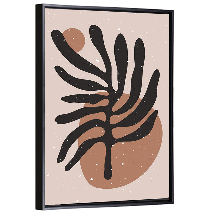 Mid Century Botanical Abstract Wall Art as a framed canvas