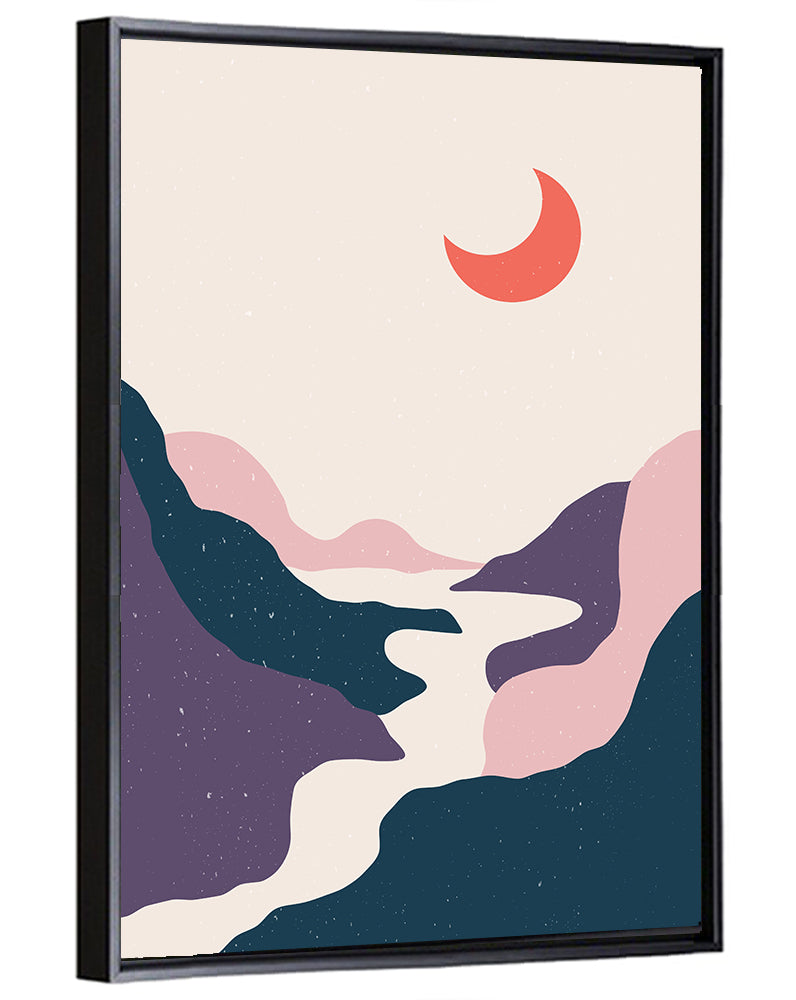 Minimal Moonlit Stream Wall Art