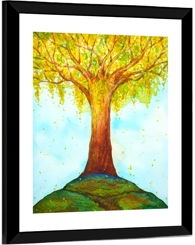 Golden Tree Illustration Wall Art