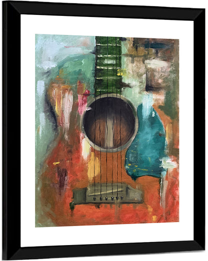 Moody Acoustic Guitar Oil Painting Wall Art