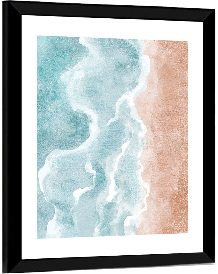 Aerial Shoreline Waves Wall Art as a framed print