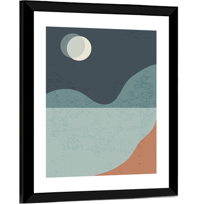 Moonlit Mountain Lake Minimalist Wall Art
