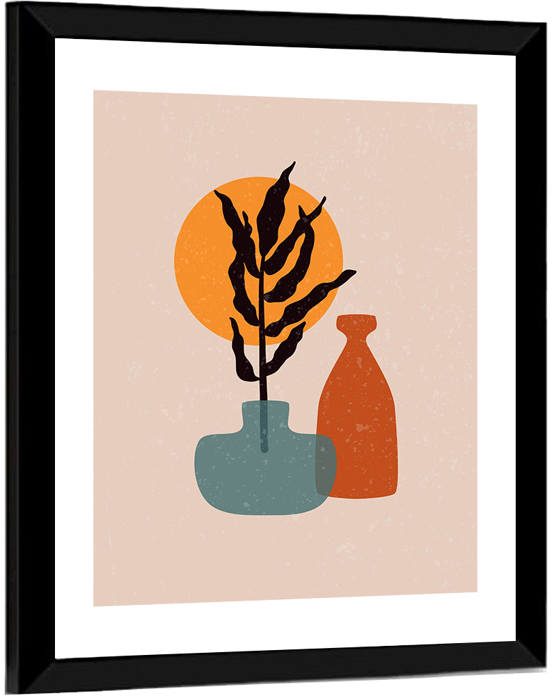 Terracotta Sun Floral Vase Wall Art