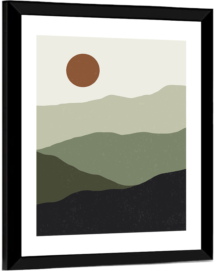 Sage Ridge Minimalist Landscape Wall Art as a framed print